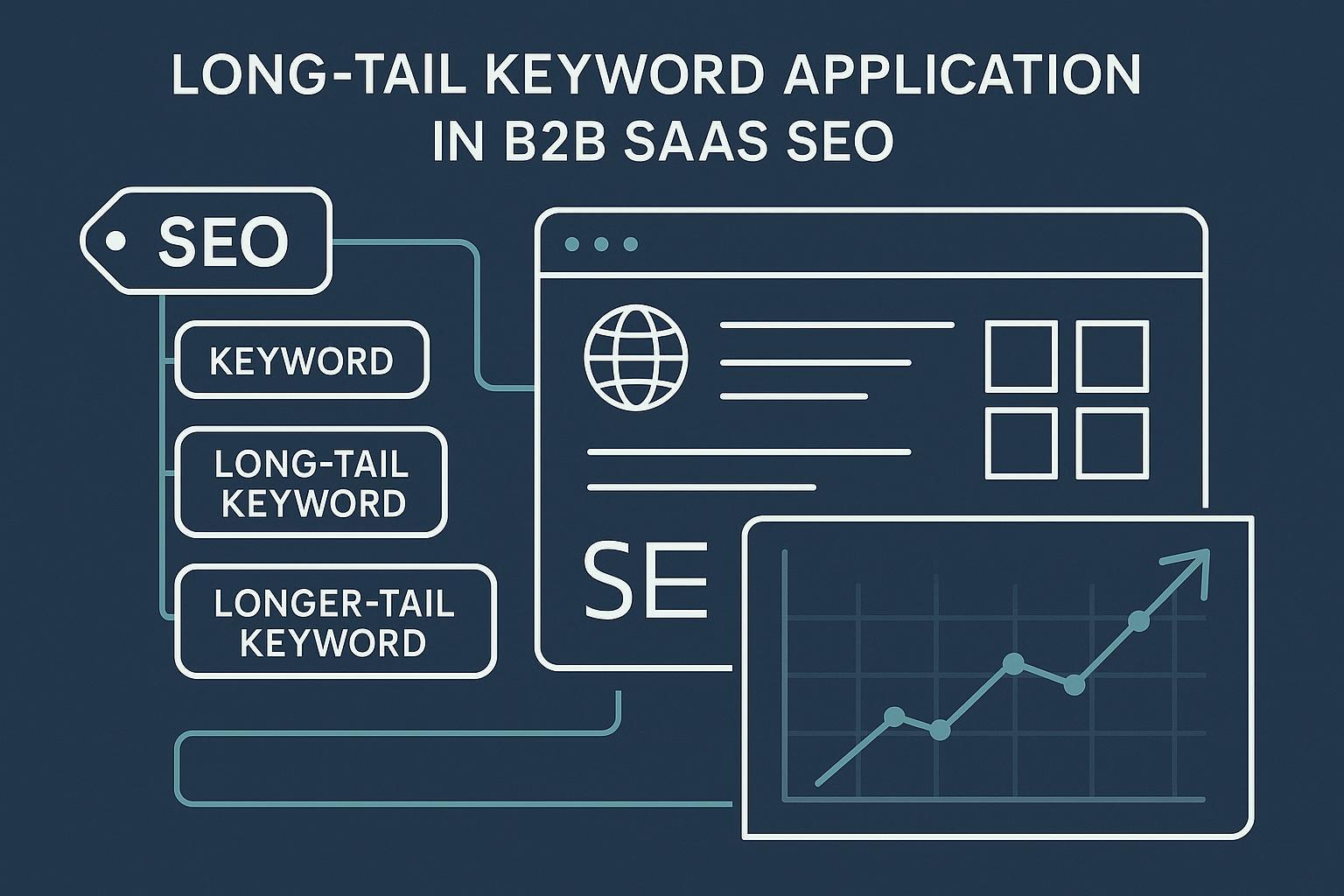 B2B SaaS SEO长尾关键词矩阵与增长趋势插画封面
