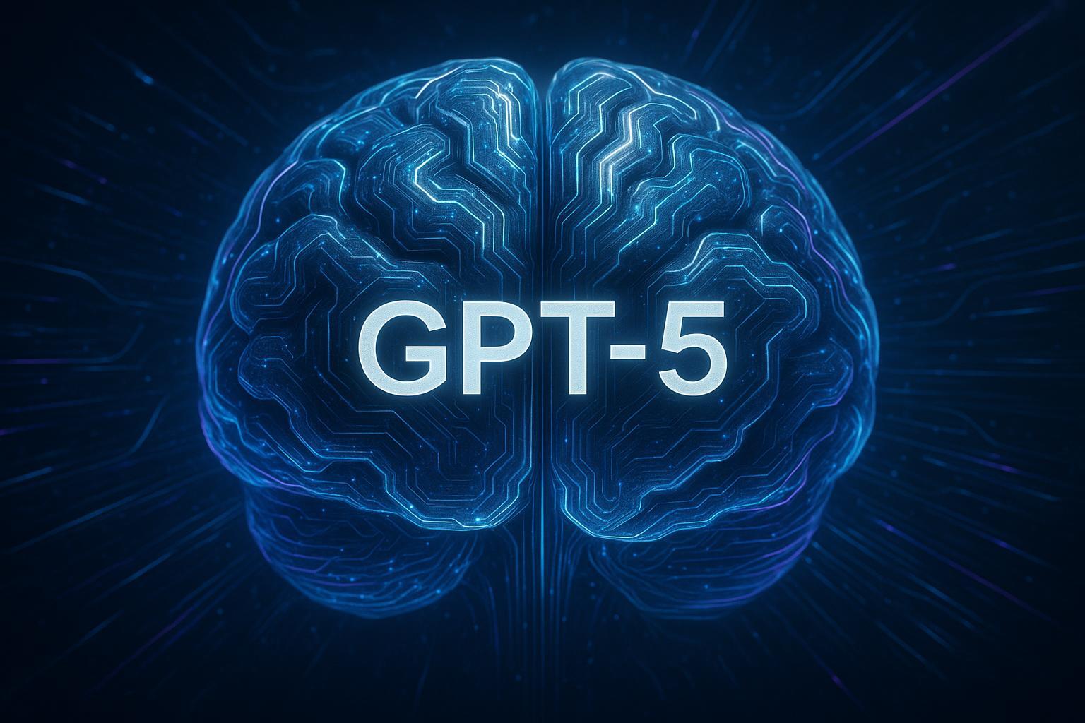 GPT-5科技数字大脑抽象封面图