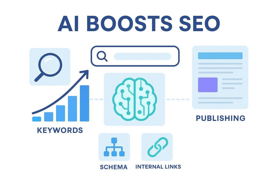 AI 助力 SEO：从关键词到发布的工作流可视化封面