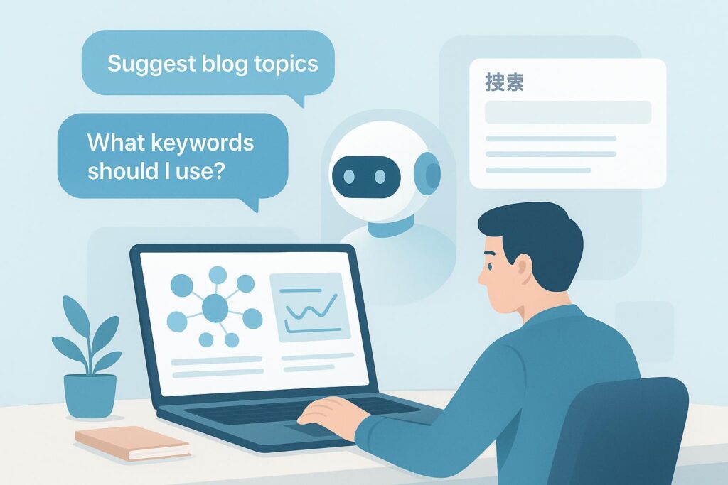 AI辅助生成博客选题的可视化封面插图