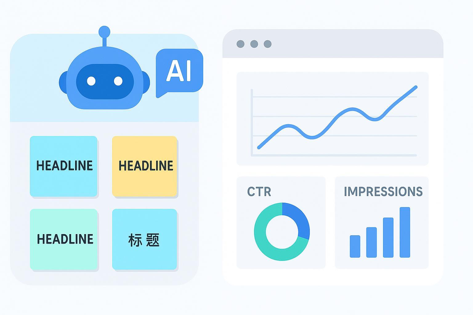 AI 辅助写标题与数据评估的分屏插画封面