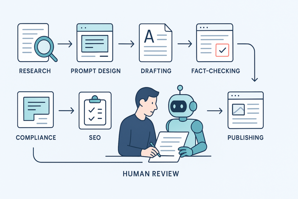 AI写作SOP端到端流程：人机协同与合规模型的可视化封面