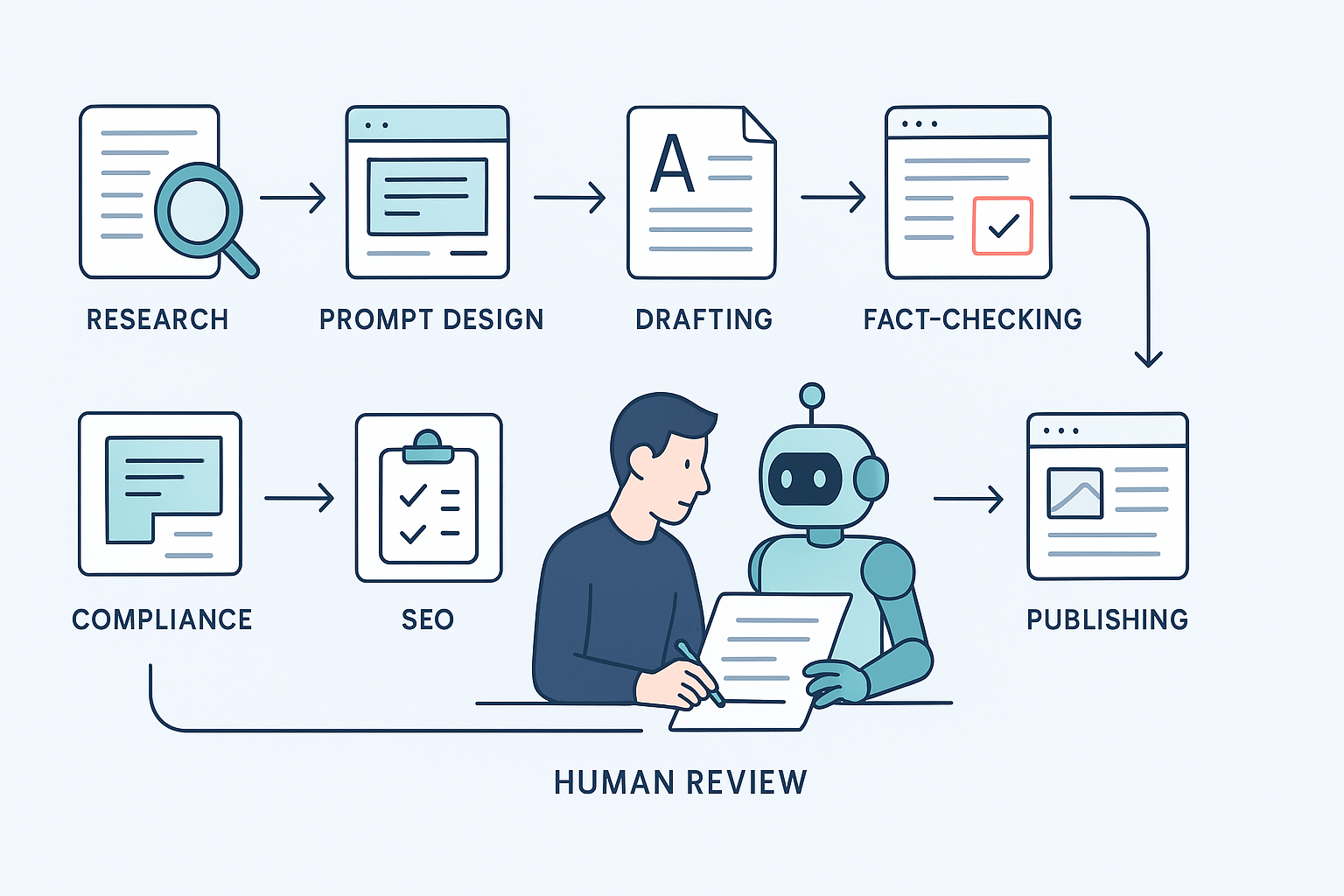AI写作SOP端到端流程：人机协同与合规模型的可视化封面