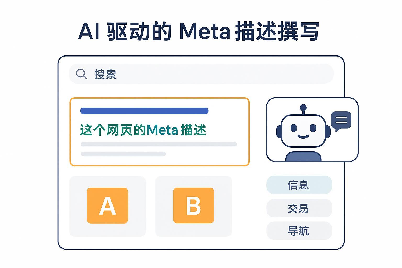AI生成元描述与A/B测试主题的中文搜索结果封面图